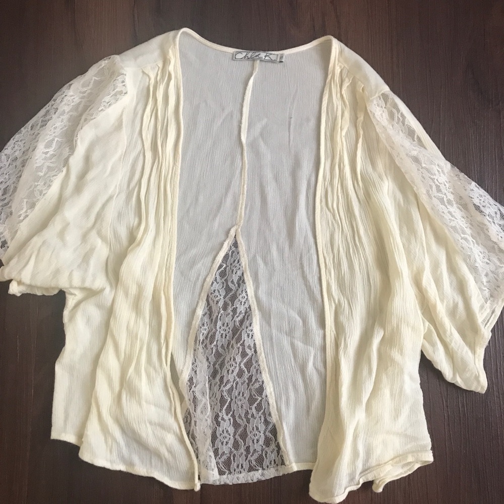 Chloe K small ivory kimono cardigan